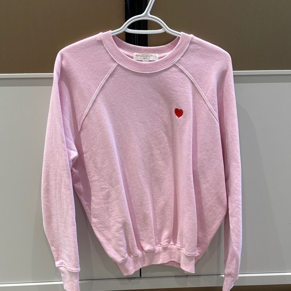 Spiritual Gangster Pink Crewneck with Red Heart Detail